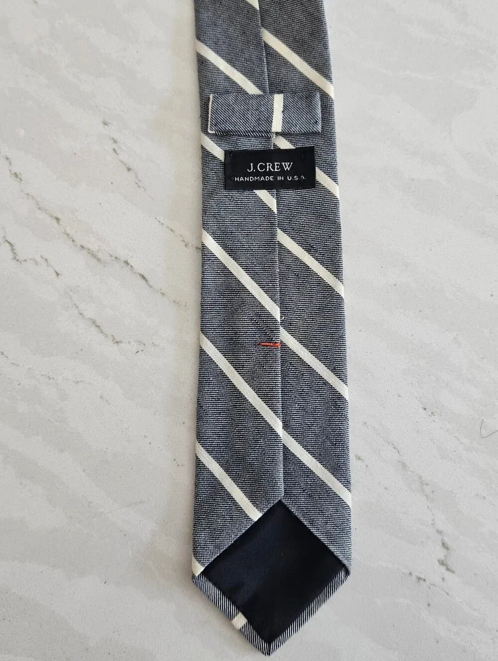 J. Crew Navy Blue Tie with White Diagonal Stripes